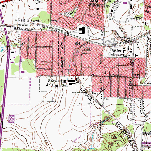 Topographic Map of Greater Shiloh Baptist Church, TX