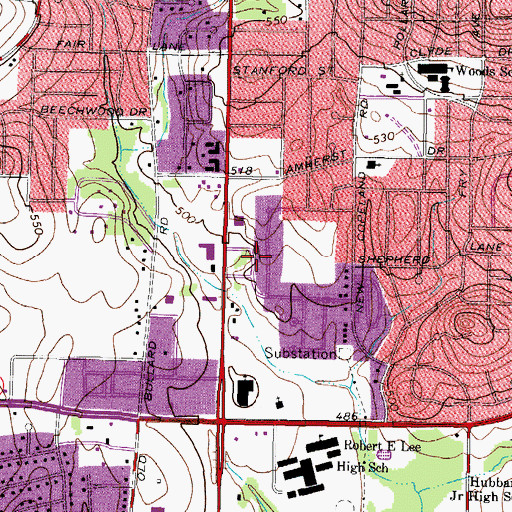 Topographic Map of Green Acres Korean Baptist Church, TX
