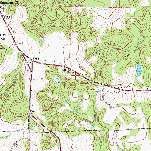Topographic Map of Lake Tyler Baptist Church, TX