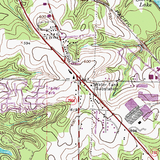 Topographic Map of Oak Tree Baptist Church, TX
