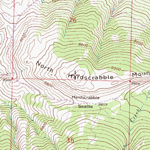 Topographic Map of North Hardscrabble Mountain, CO