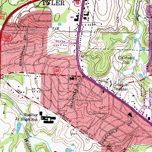 Topographic Map of Park Heights Baptist Church, TX