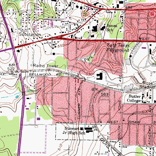 Topographic Map of Peoples Missionary Baptist Church, TX