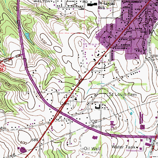 Topographic Map of Saint Louis Baptist Church, TX