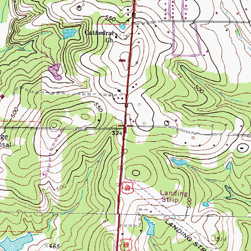 Topographic Map of Broadway Church of Christ, TX