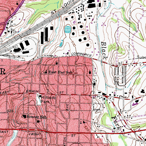Topographic Map of Eastside Church of God and Christ, TX