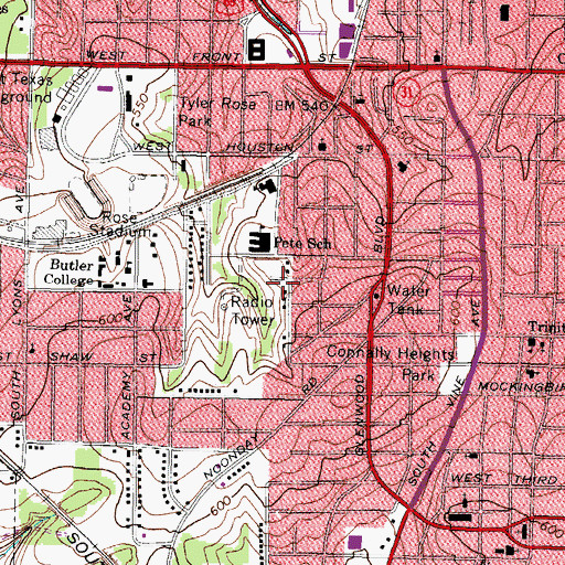 Topographic Map of Englewood Church of God in Christ, TX