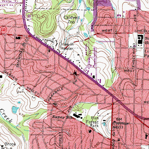 Topographic Map of New Beginning Church of God in Christ, TX