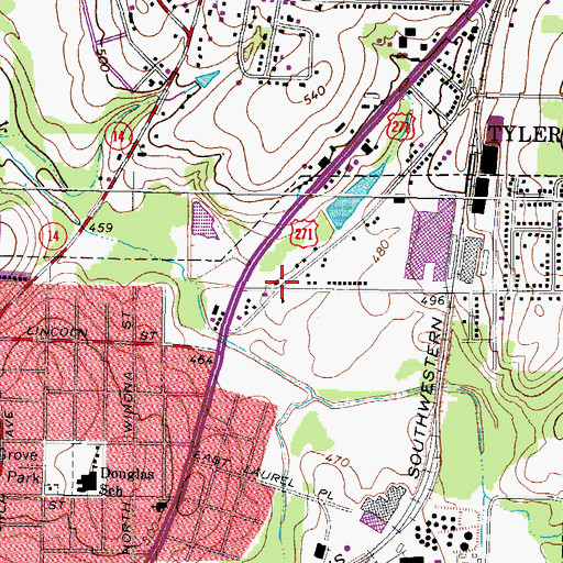 Topographic Map of Refuge Church of God in Christ, TX