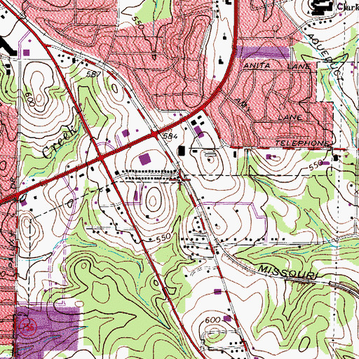 Topographic Map of Shiloh Church of God in Christ, TX