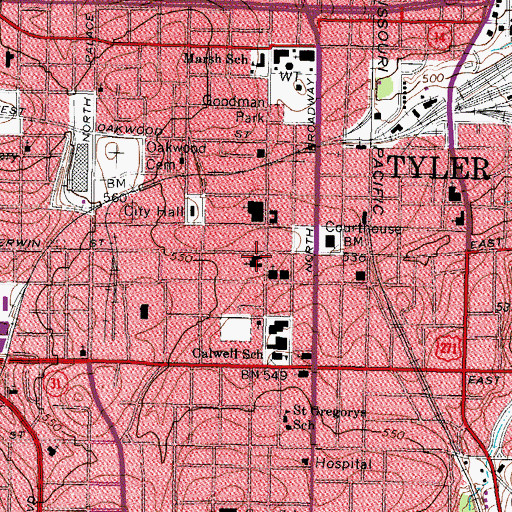 Topographic Map of Christ Episcopal Church, TX