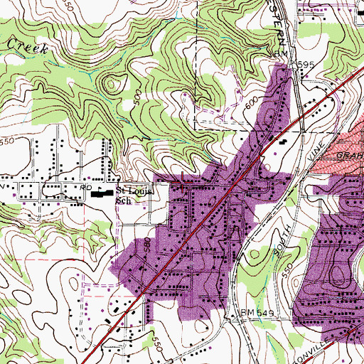 Topographic Map of Friendship Baptist Church, TX
