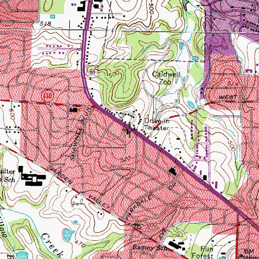Topographic Map of Gods Will Missionary Baptist Church, TX