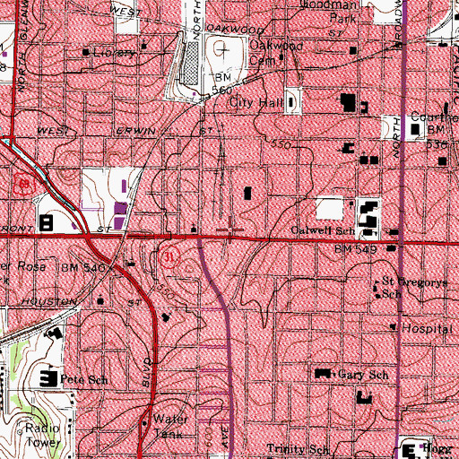 Topographic Map of Grace Baptist Church, TX