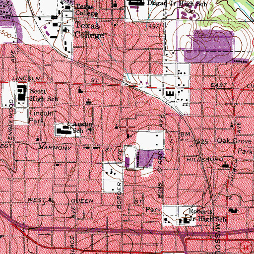 Topographic Map of Saint Johns Episcopal Church, TX