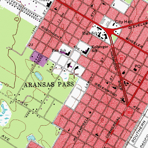 Topographic Map of First Presbyterian Church, TX