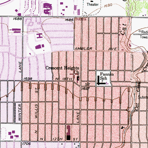 Topographic Map of Crescent Heights Baptist Church, TX