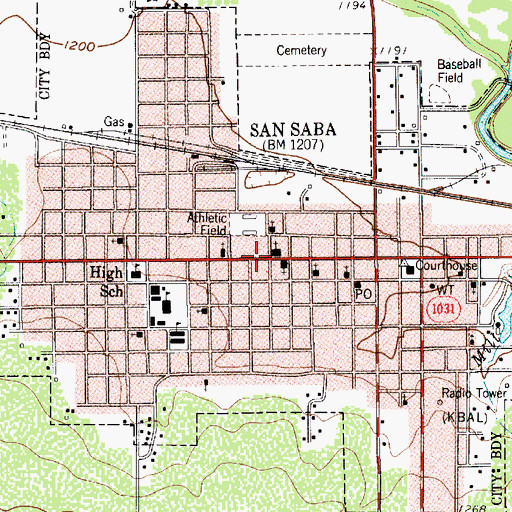 Topographic Map of First Baptist Church, TX