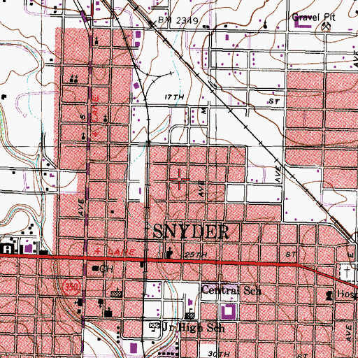 Topographic Map of Church of God, TX