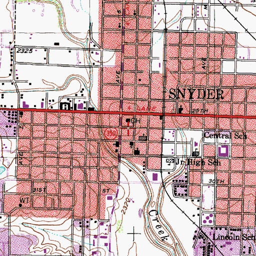 Topographic Map of First Presbyterian Church, TX