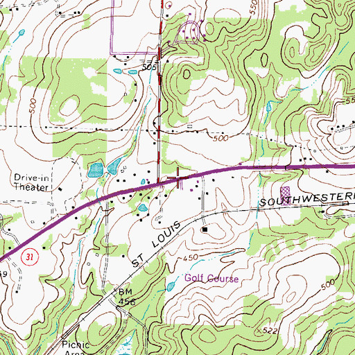 Topographic Map of Christian Life Assembly of God Church, TX