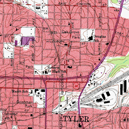Topographic Map of First Spanish Assembly of God Church, TX