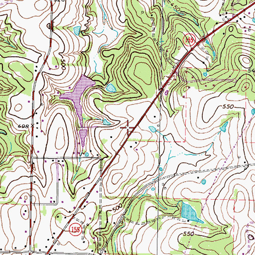 Topographic Map of Noonday Assembly of God Church, TX