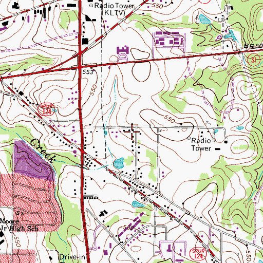 Topographic Map of Byrd Lane Baptist Church, TX