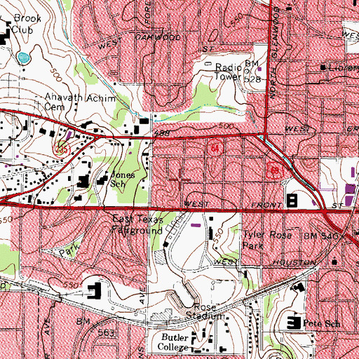 Topographic Map of Fair Park Baptist Church, TX