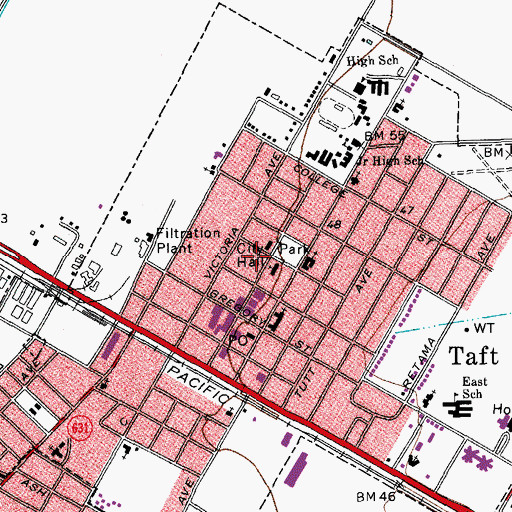 Topographic Map of First Baptist Church of Taft, TX
