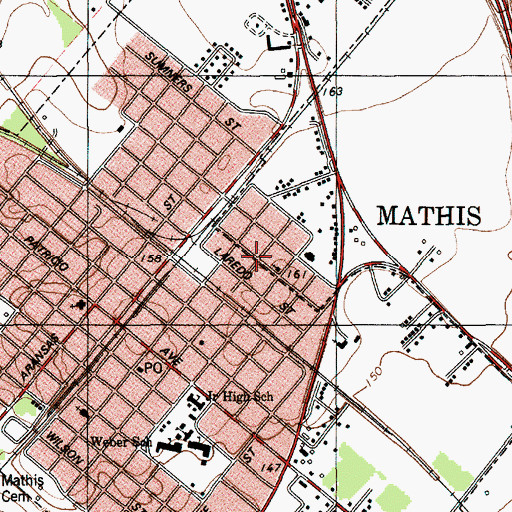 Topographic Map of Mount Pisgah Baptist Church, TX