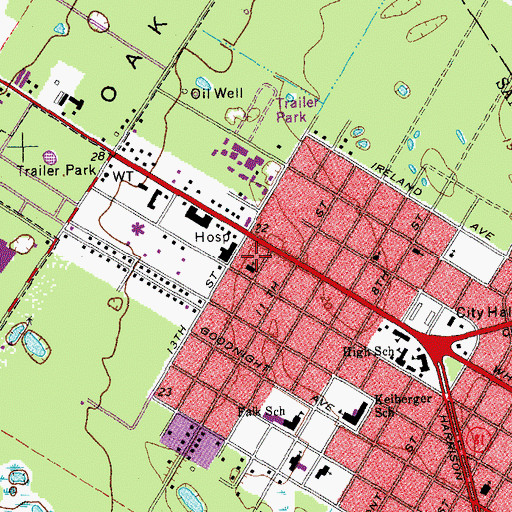 Topographic Map of Second Baptist Church, TX