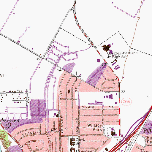 Topographic Map of Portland Church of the Nazarene, TX