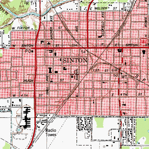 Topographic Map of Grace Lutheran Church, TX