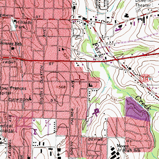 Topographic Map of Friendly Baptist Church, TX