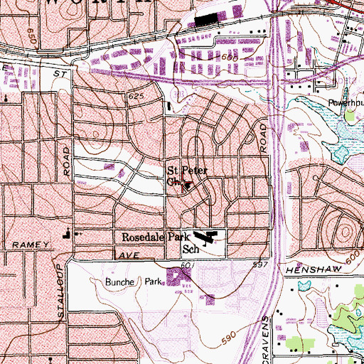 Topographic Map of Saint Peter Presbyterian Church, TX