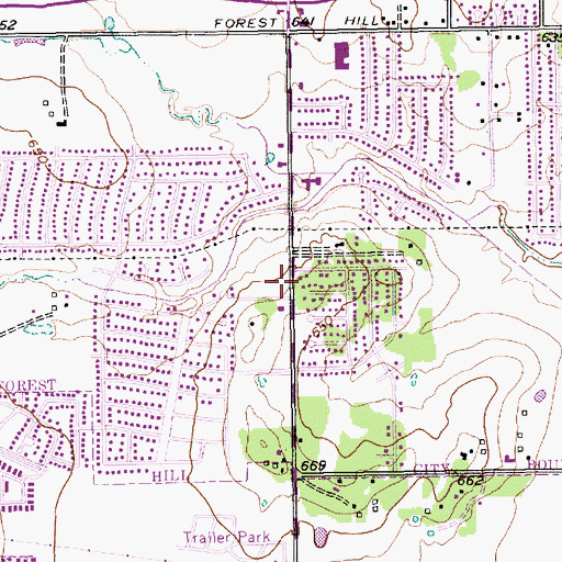 Topographic Map of Forest Hills Seventh Day Adventist Church, TX
