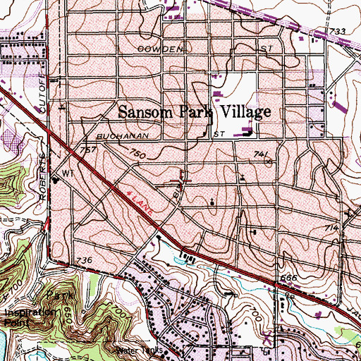 Topographic Map of Fort Worth Seventh Day Adventist Church, TX