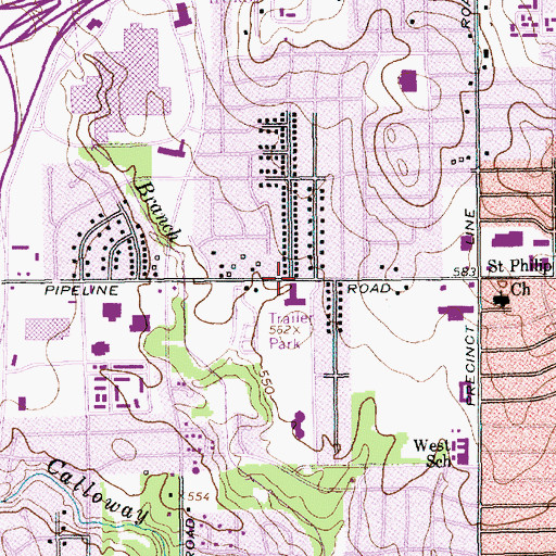 Topographic Map of Mid Cities Seventh Day Adventist Church, TX