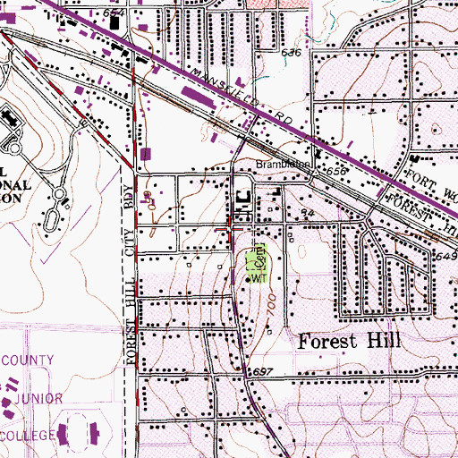 Topographic Map of Forest Hill Presbyterian Church, TX