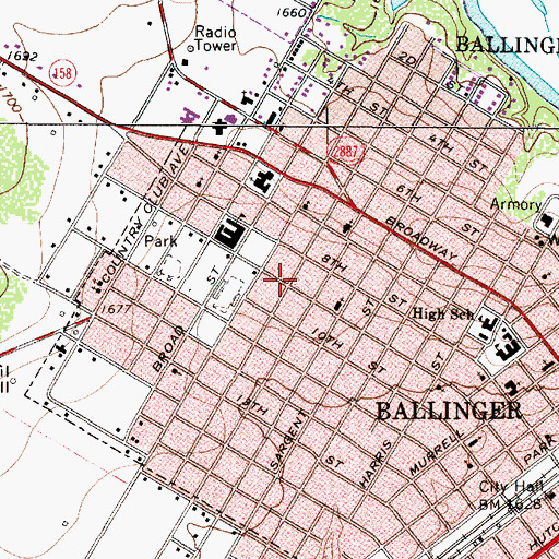 Topographic Map of Church of Christ, TX