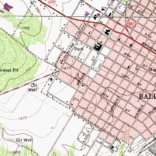 Topographic Map of First Church of God, TX