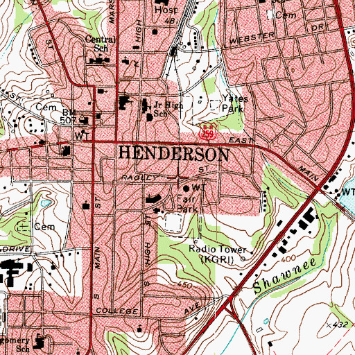 Topographic Map of Celebration Baptist Church, TX