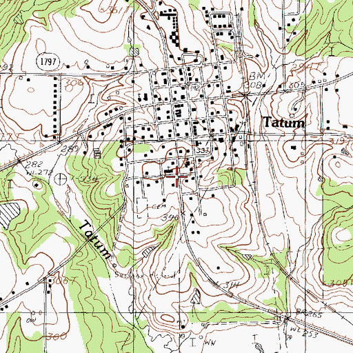 Topographic Map of First Baptist Church, TX