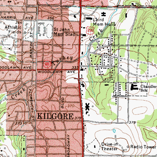 Topographic Map of Highland Park Baptist Church, TX