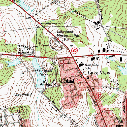 Topographic Map of Lakeview Baptist Church, TX