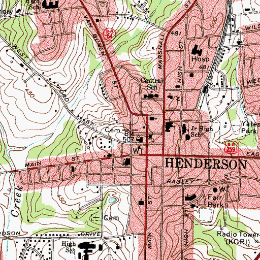 Topographic Map of Open Door Baptist Church, TX