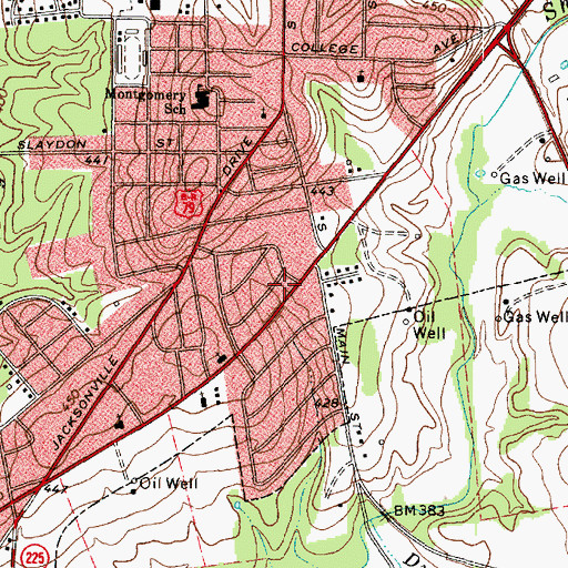 Topographic Map of Shawnee Village Baptist Church, TX