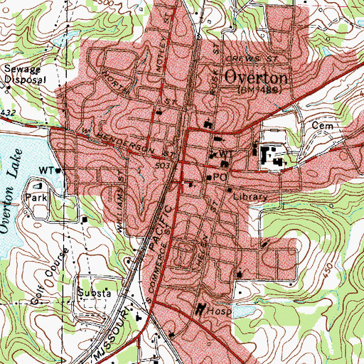 Topographic Map of Church of Christ, TX