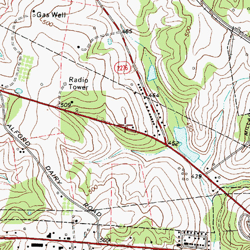 Topographic Map of Henderson Church of Christ, TX
